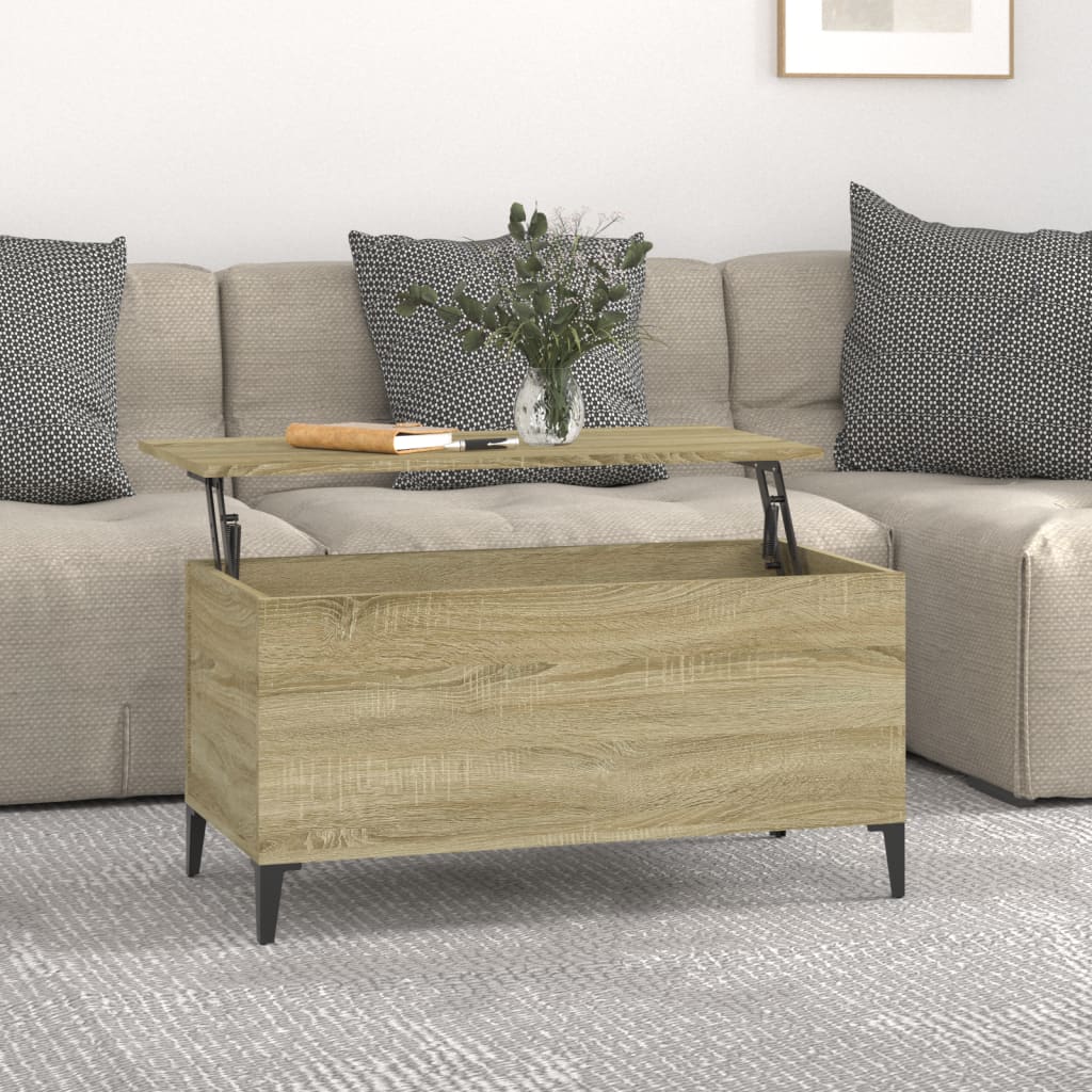 vidaXL Mesa de centro madera contrachapada roble Sonoma 90x44,5x45 cm