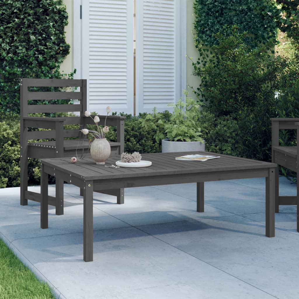 vidaXL Mesa de jardín madera maciza pino gris 121x82,5x45 cm