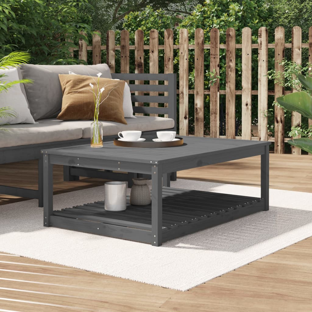 vidaXL Mesa de jardín madera maciza pino gris 121x82,5x45 cm