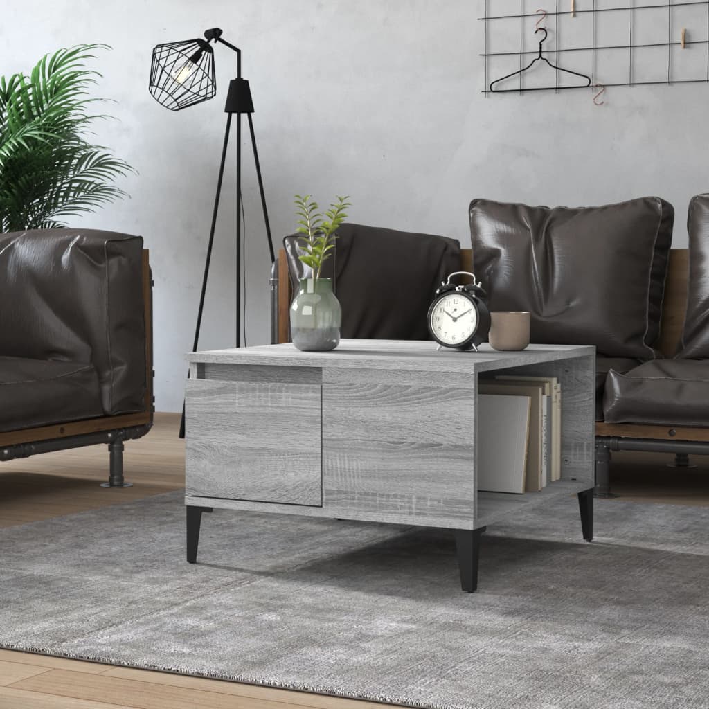 vidaXL Mesa de centro madera contrachapada gris Sonoma 55x55x36,5 cm