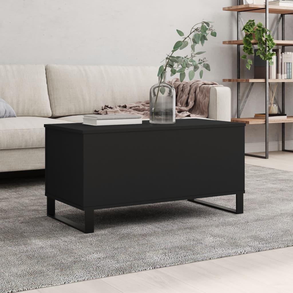 vidaXL Mesa de centro madera contrachapada negro 90x44,5x45 cm