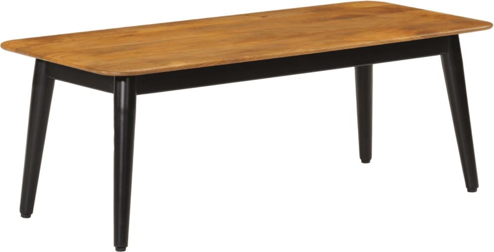 vidaXL Mesa de centro madera maciza de mango y hierro 110x50x40 cm