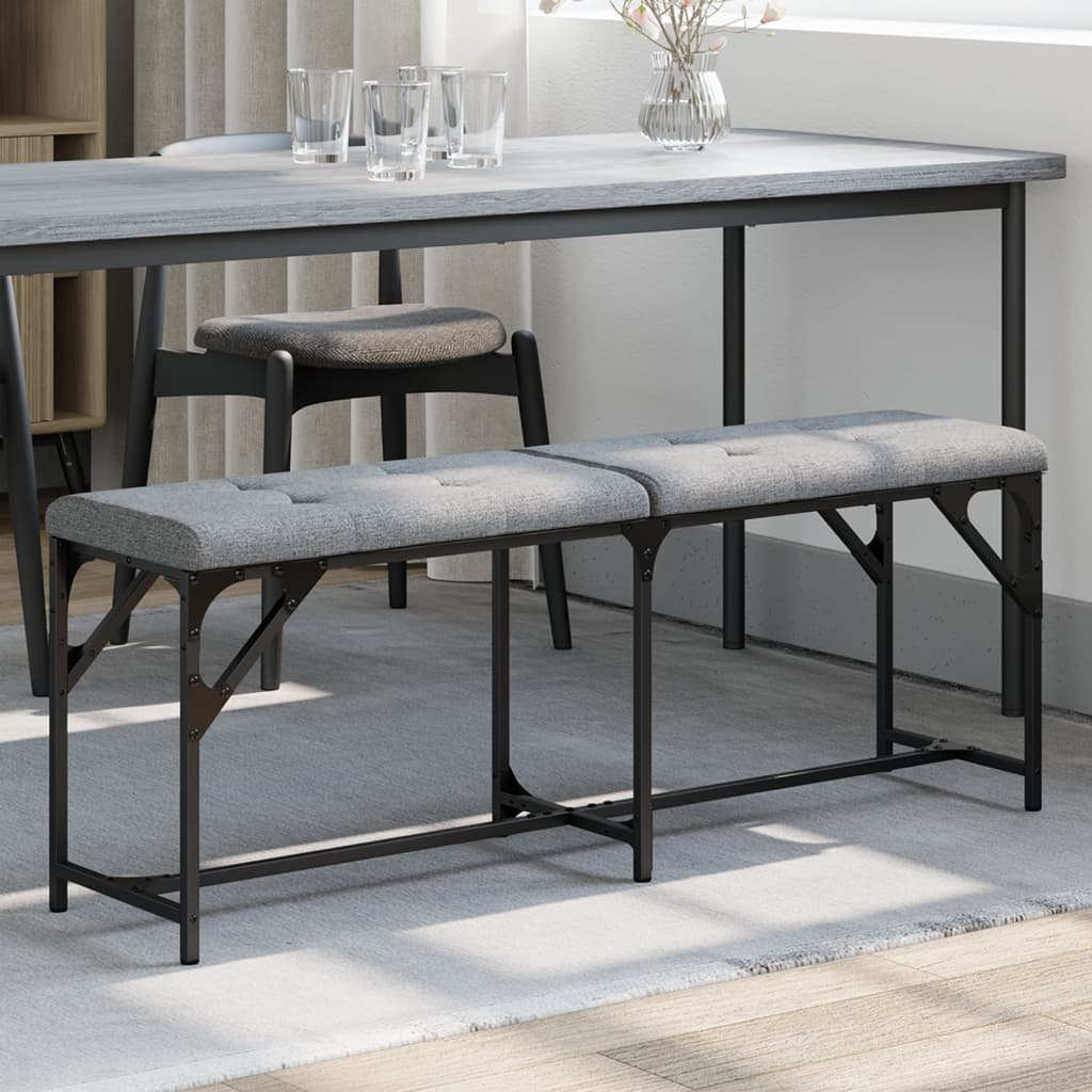 vidaXL Banco de comedor acero y tela gris claro 124x32x45 cm