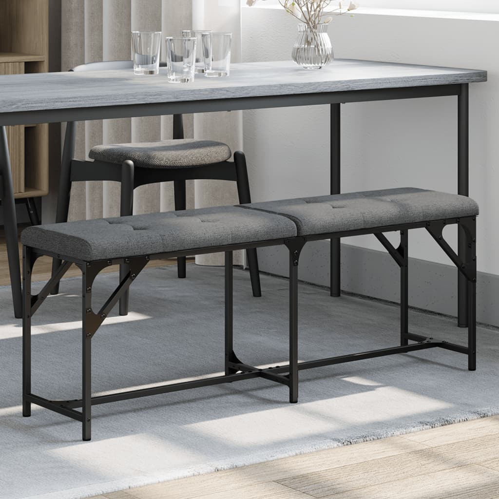 vidaXL Banco de comedor acero y tela gris oscuro 124x32x45 cm