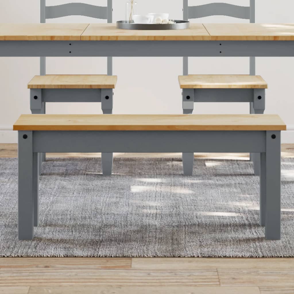 vidaXL Banco de comedor Panama madera maciza de pino gris 105x30x45 cm