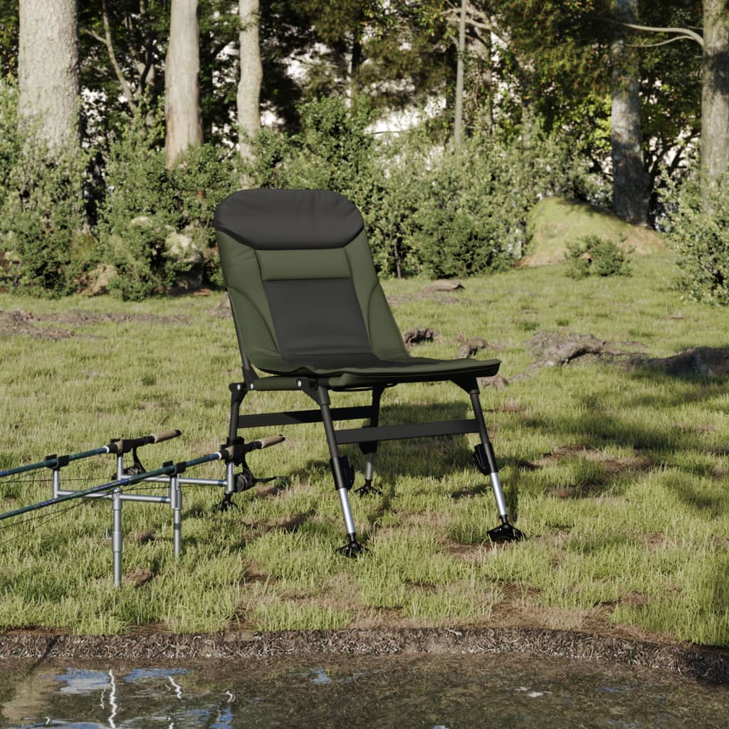 vidaXL Silla de pesca con patas para barro ajustables plegable verde