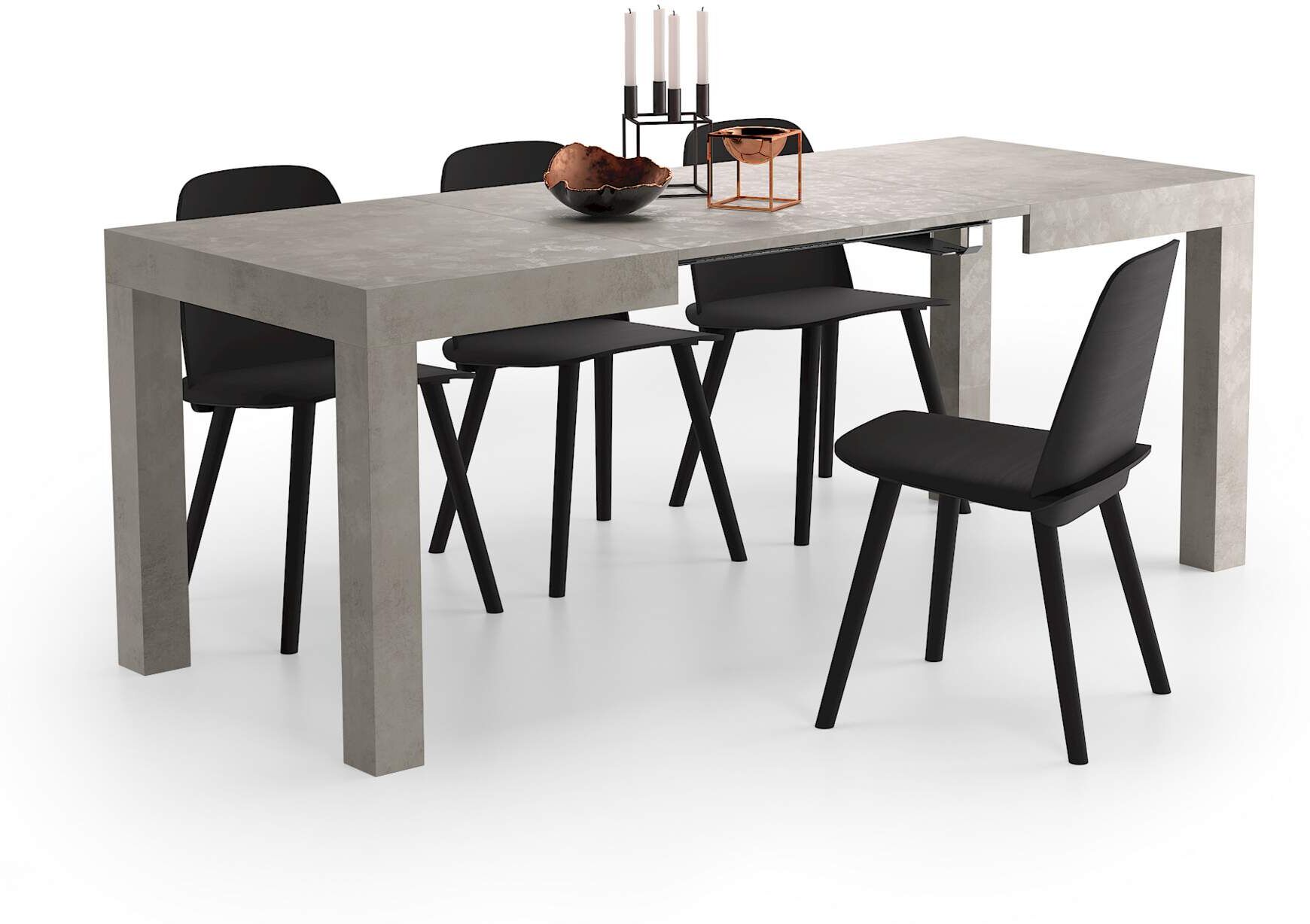 Mobili Fiver Mesa de cocina extensible First, 120(200)x80 cm, color Cemento gris