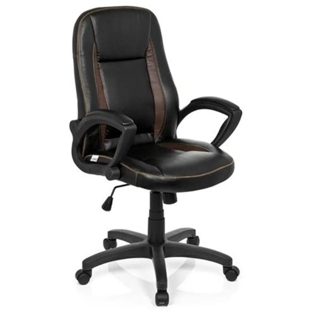 Hjh Sillón gaming oficina BOLONIA, muy cómoda con grueso acolchado, en piel negra y marrón