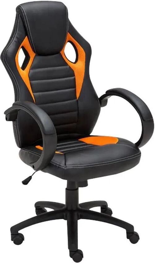 Ofisillas Silla gaming ASCARI, diseño deportivo, color negro y naranja