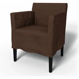 IKEA - Nils Dining Chair with Armrests Cover, Chocolate, Linen - Bemz