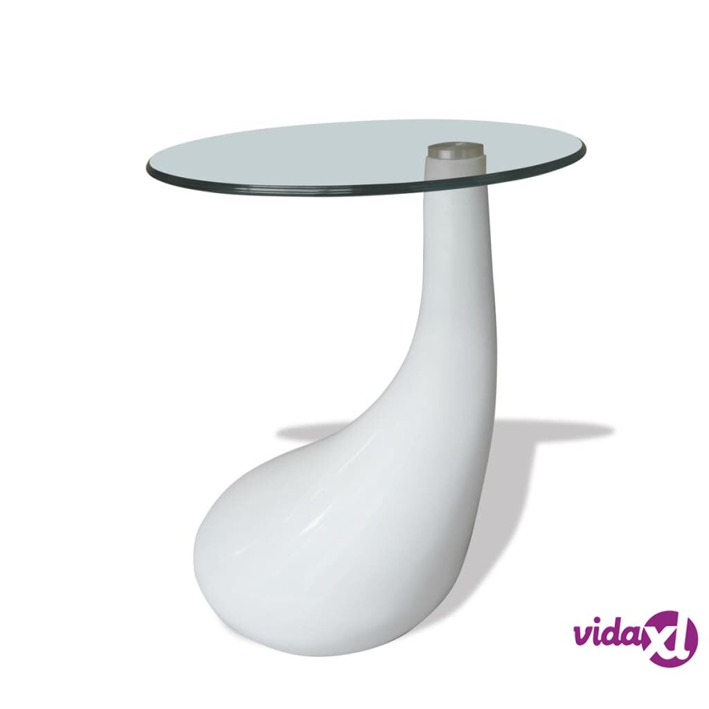 vidaXL Sohvapöytä pyöreä lasinen pöytälevy Korkeakiilto valkoinen