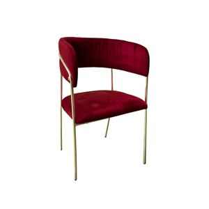 Toscohome Chaise en tissu rouge foncé avec structure dorée - Key