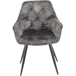 Toscohome Chaise en velours gris foncé avec structure en métal noir - Senna