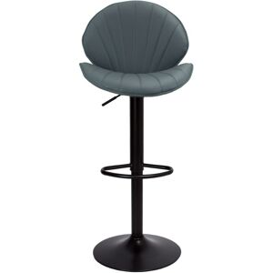 Toscohome Tabouret réglable avec assise en simili-cuir gris et base en métal noir - Tunn