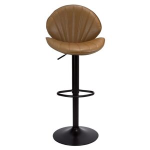 Toscohome Tabouret réglable avec assise en simili-cuir gris tourterelle et base en métal noir - Tunn