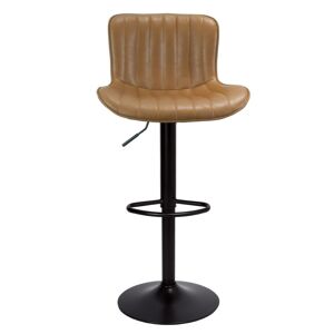 Toscohome Tabouret réglable avec assise en simili-cuir couleur tourterelle et base en métal noir - Snas