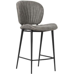 Toscohome Tabouret vintage gris clair avec pieds en métal noir - Elice