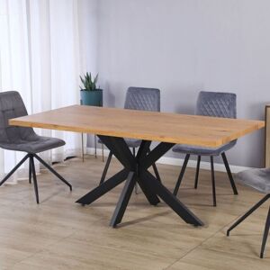 Toscohome Table rectangulaire 180x90 cm avec base en métal noir et plateau couleur chêne - Puck