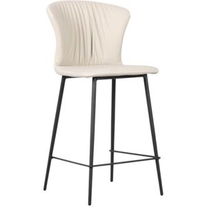 Toscohome Tabouret avec dossier enveloppant beige et pieds en métal noir - Core