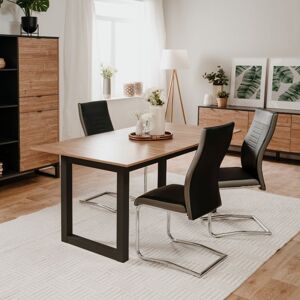 Toscohome Table à rallonge 160x90 cm avec plateau couleur bois et pieds anthracite - Austin