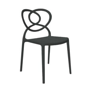Toscohome Chaise en polypropylène noir avec dossier en forme de coeur - Lovely