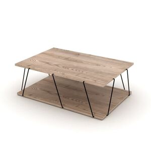 Toscohome Table basse 90x60 cm en bois couleur chêne et structure métallique - Tars