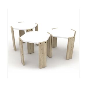Toscohome Tables basses empilables 44,5 cm chêne et blanc - Nido Hansel