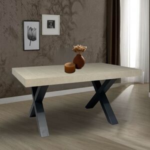 Toscohome Table à rallonge 180x100 cm couleur argile avec base couleur anthracite - Gondar