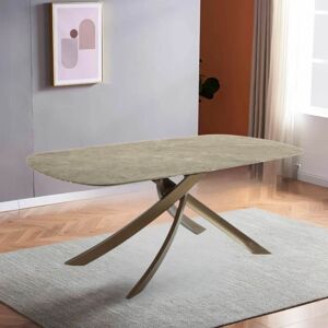 Toscohome Table fixe en céramique brune Senna brillante avec pieds en laiton - Borbone