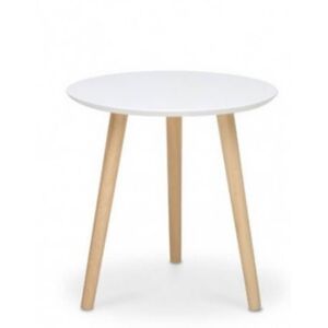 Toscohome Table basse ronde de salon 48cm blanche et bois naturel - Imola