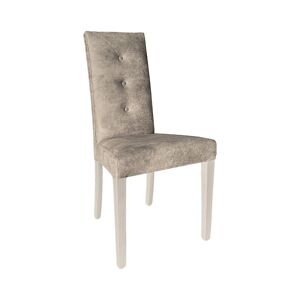 Toscohome Chaise recouverte de tissu gris tourterelle avec 3 boutons et structure en bois - Montecarlo