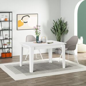 Toscohome Table à rallonge moderne en mélèze blanc 120x80 cm - Megaron