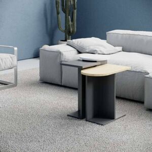 Toscohome Table basse Tris en blanc, chêne et anthracite Mund