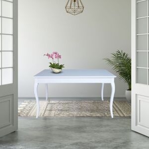Toscohome Table rectangulaire à rallonge frêne blanc 140 cm - Liberty
