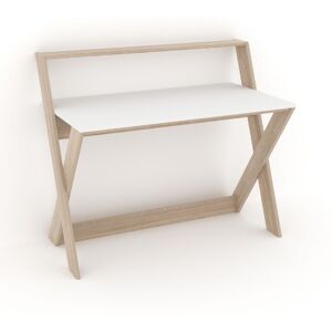 Toscohome Bureau en bois 113x59 cm avec plateau blanc de style scandinave - Alixus