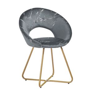 Toscohome Chaise basse en velours gris avec pieds en métal doré - Ether