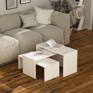 Toscohome Trois tables basses en bois de 65 cm en blanc - Kanta