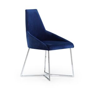 Toscohome Chaise Parliament en tissu bleu avec pieds en métal - Enzio