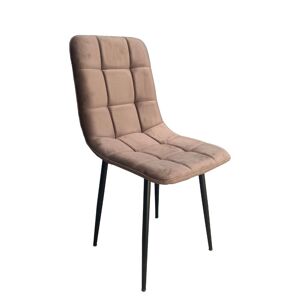 Toscohome Chaise tapissée à carreaux en velours marron - Dani