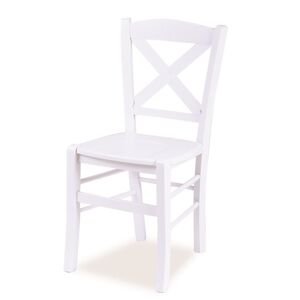Toscohome Chaise en hêtre à lamelles croisées blanc - Bourgogne