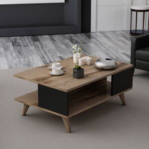 Toscohome Table basse en bois 90x60 cm noir et noyer - Lyontav