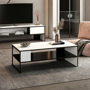 Toscohome Table basse rectangulaire 120x60cm noir et blanc - Concord