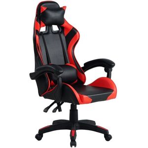 Toscohome Fauteuil de jeu inclinable et à roulettes couleur rouge et noir - Mek