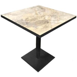 Toscohome Table carrée 80x75h cm avec base noire et plateau effet marbre - Key