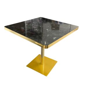 Toscohome Table carrée 80x75h avec base dorée et plateau effet marbre noir - Key