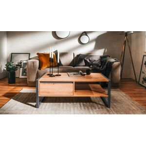 Toscohome Table basse 100x40h cm avec tiroir et compartiment en chêne et anthracite - Denver