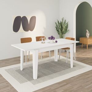 Toscohome Table à rallonge en bois 140x80 cm blanc - Tolmen