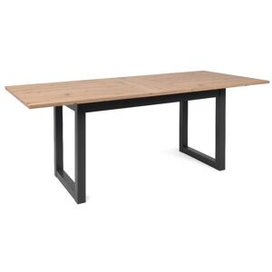 Toscohome Table à rallonge 160x90 cm en fer anthracite et plateau couleur chêne - Denver 50