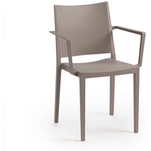 Toscohome Fauteuil en polypropylène gris tourterelle pour l'intérieur et l'extérieur - Mosk