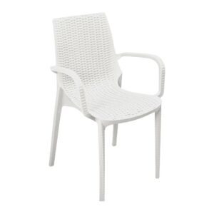 Toscohome Fauteuil d'extérieur Nirvana en polypropylène effet rotin blanc